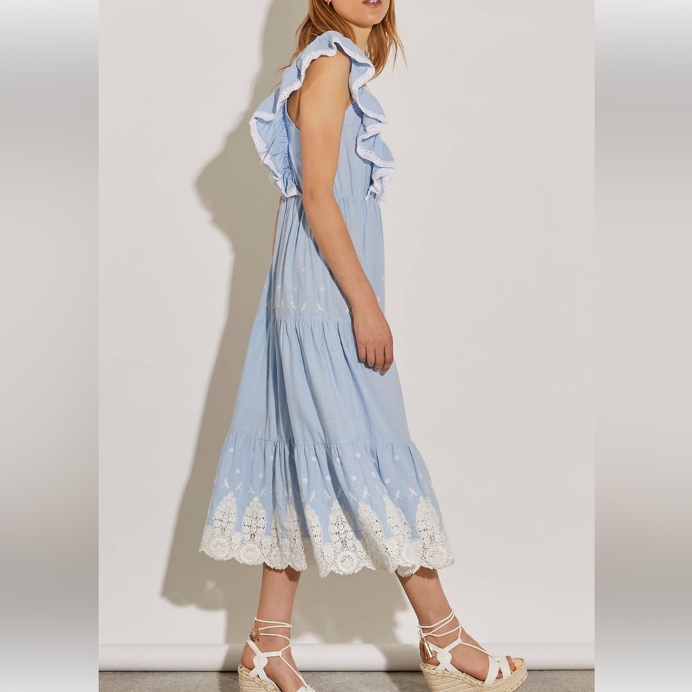 River Island blue and cream lace trim dress - Picture 2 of 5